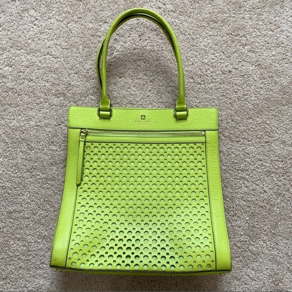kate spade Green Tote with Structured Shape and Textured Panel - Picture 1 of 8